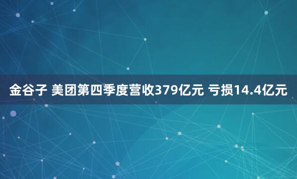 金谷子 美团第四季度营收379亿元 亏损14.4亿元